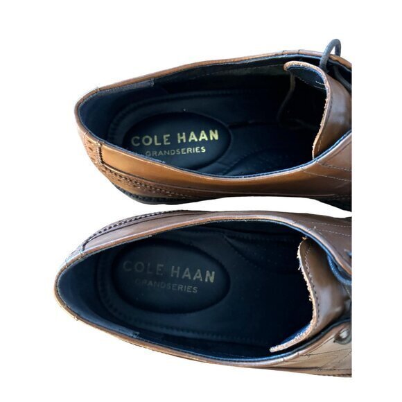 Cole Haan Grand Series Leather Wingtip Derby Brown British Dress Shoes 11.5 M - Picture 6 of 11